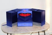 Flowerbox met Zeep Rozen - Giftbox - Valentijn - Moederdag - Blauwe Box met Rode Zeep Rozen