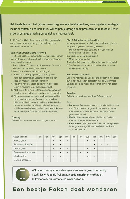 Pokon Gazon Renovatiepakket - 1,75kg - Goed voor 25m2 — afbeelding 3