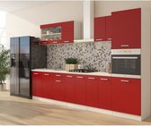 ULTRA Keuken compleet met ovenzuil en werkblad inbegrepen L 300 cm - Mat rood