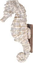 Clayre & Eef Wanddecoratie 16*44*83 cm Wit Keramiek Rechthoek Zeepaard Muurdecoratie Wandversiering