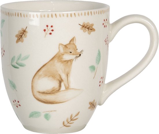 Clayre & Eef Mug 350 ml Blanc Marron Porcelaine Chats Tasse à thé