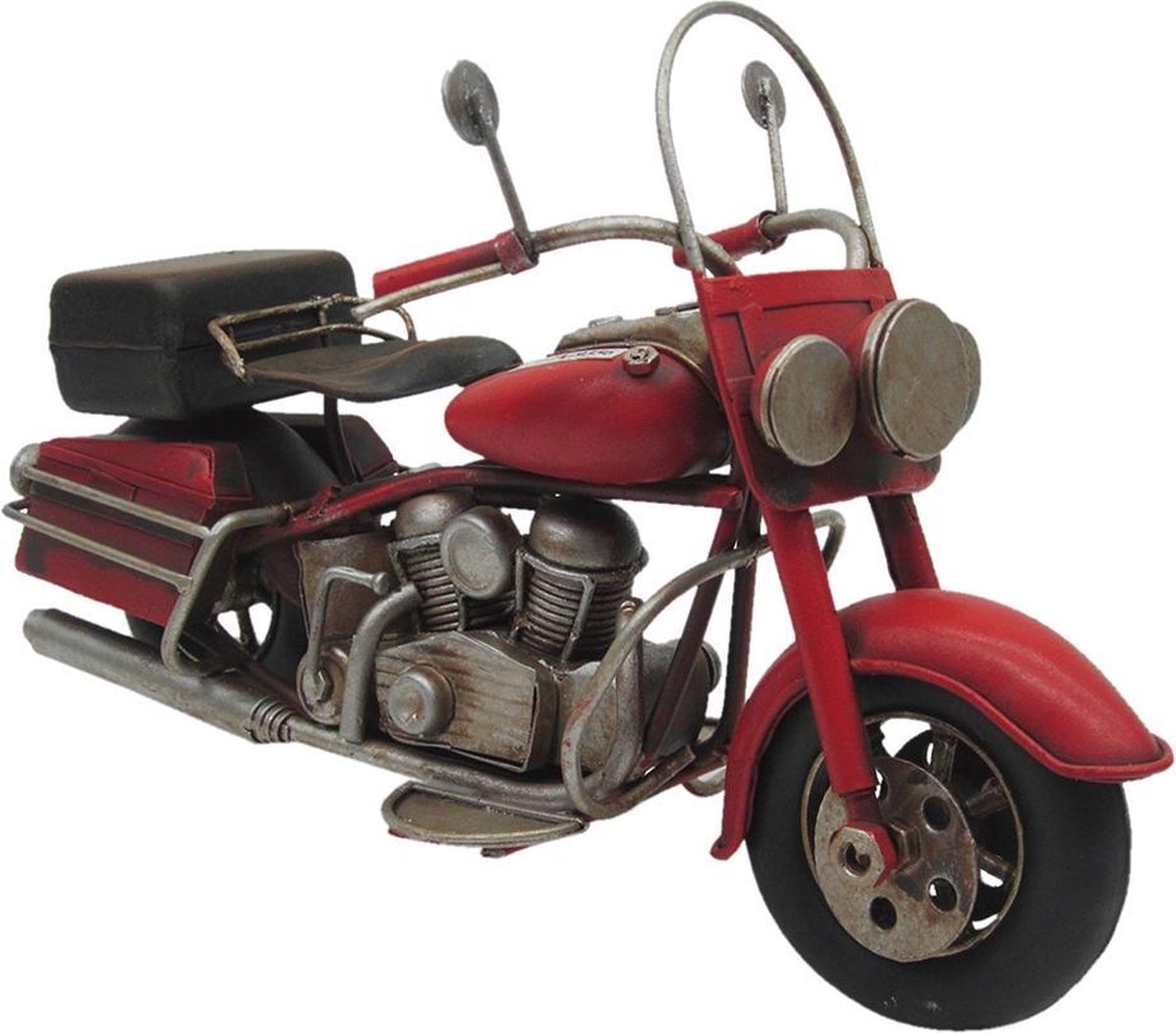 Clayre & Eef Decoratie Miniatuur Motor 19*8*11 cm Rood Ijzer motor Miniatuur Motor Decoratie Modelmotor
