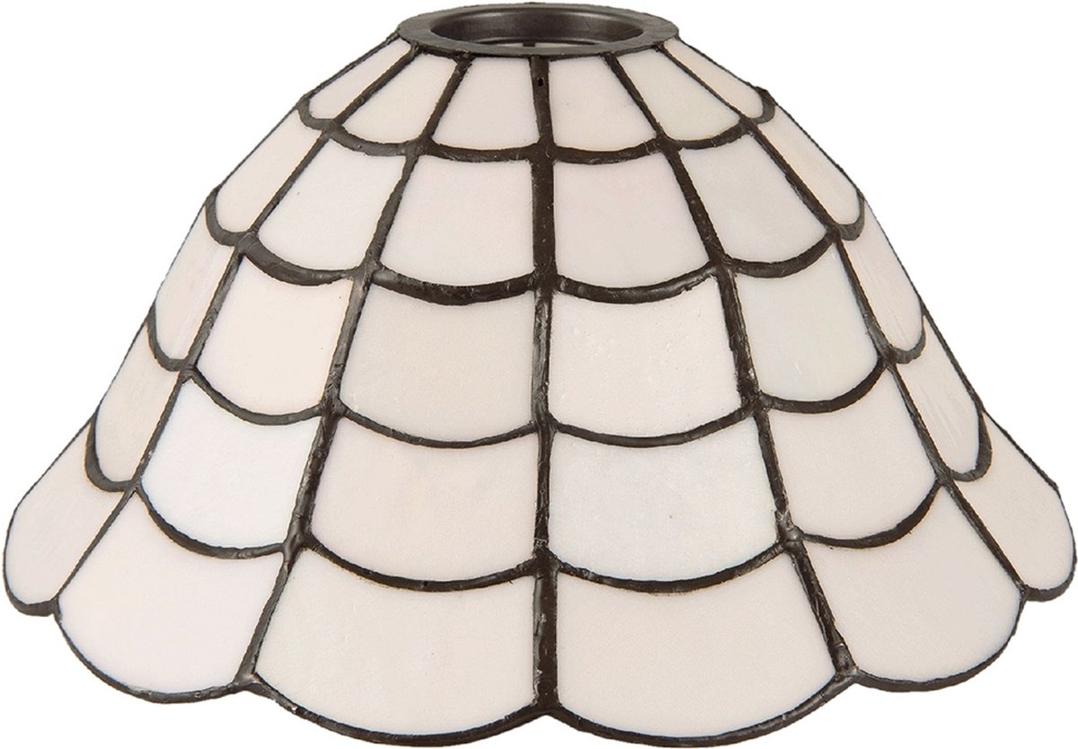LumiLamp Lampenkap Tiffany Ø 24*12 cm Wit Glas in lood Driehoek Art Deco Glazen Lampenkap