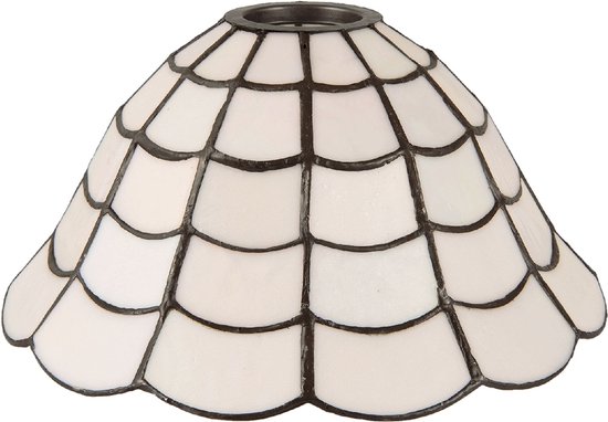 LumiLamp Lampenkap Tiffany Ø 24*12 cm Wit Glas in lood Driehoek Art Deco  Glazen Lampenkap | bol.com