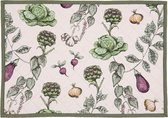 Clayre & Eef Placemats (set v 6) TKG40 48*33 cm Wit, Groen Katoen Rechthoek Tafelmat