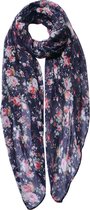 Melady Sjaal Dames Print MLSC0451BL 80*180 cm - Blauw Synthetisch Shawl DamesSjaal
