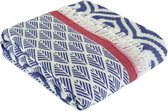 TRIMITA - Plaid - Comfort - 135x170 cm - Denim Blue & Rood - TV Deken - Throw Plaid - %100 Katoen