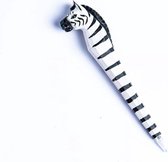 Houten zebra pen met set van 10 vullingen