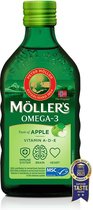 Möller's Omega 3 levertraan | Nordic Omega 3 Voedingssupplement met EPA, DHA, Vitamine A, D, E | Superior Taste Award | Hoogzuivere natuurlijke levertraan | 165 jaar oud merk | Appel | 250 ML