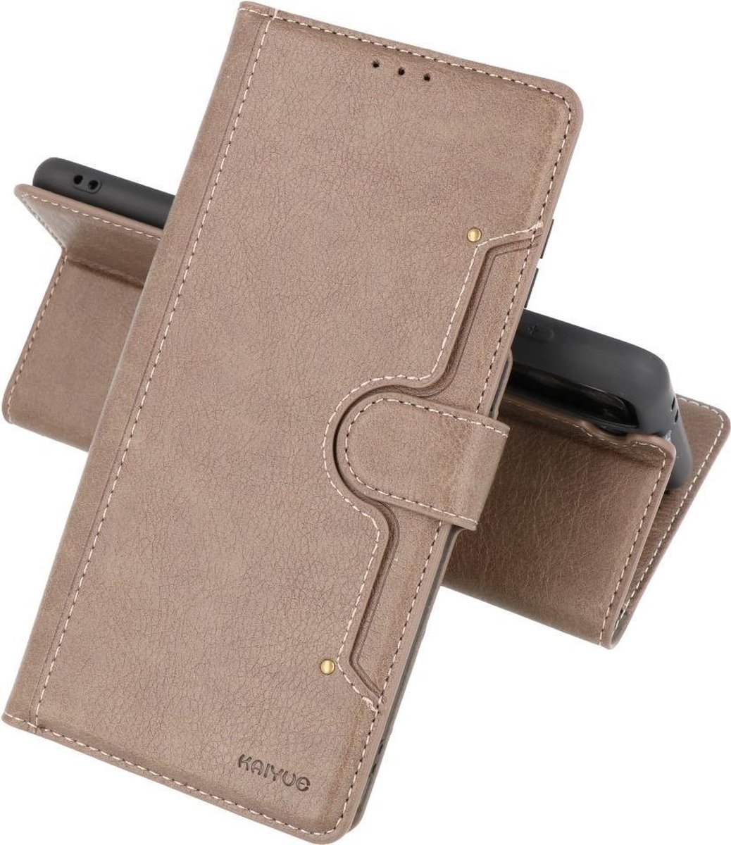 Booktype Wallet Cases - Pasjeshouder Telefoonhoesje - Portemonnee Hoesje - Geschikt voor Samsung Galaxy S21 - Grijs