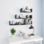 Wandschappen - 3 st - Zwart - Spaanplaat - Hoogglans - Design - L&B Luxurys