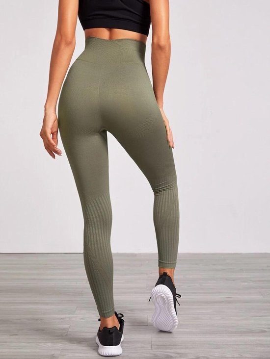 High waist sport legging dames gekleurd | SHEIN | Leger groen | dames yoga  fitness |... | bol.com
