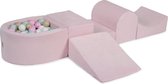 MeowBaby® Foam Speelset met ballenbak Roze incl 100 Ballen: Beige, Mint, Wit, Pastel Roze