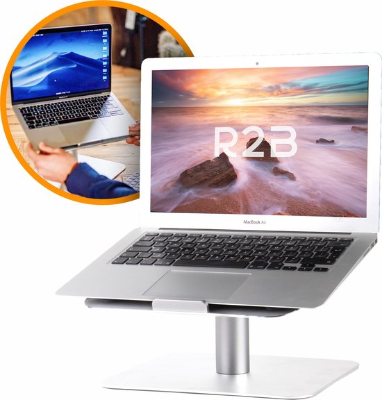 R2B® Laptop standaard verstelbaar en draaibaar - 360 graden rotatie - Model Waalwijk