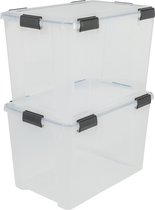 IRIS Airtight Opbergbox - 70L - 2 stuks - Transparant/Zwart