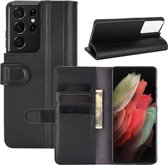 Samsung Galaxy S21 Ultra hoesje - Luxe wallet bookcase - Zwart - GSM Hoesje - Telefoonhoesje Geschikt Voor: Samsung Galaxy S21 Ultra