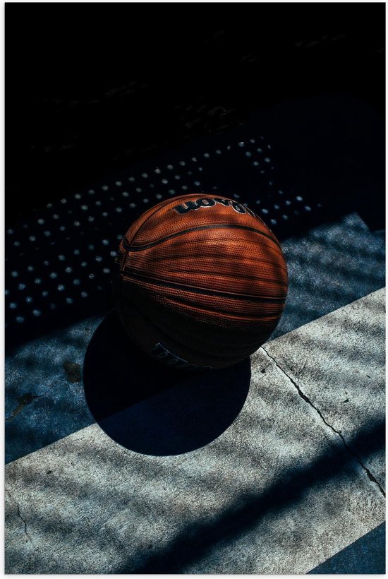 Poster – Basketbal met Schaduwen  - 60x90cm Foto op Posterpapier