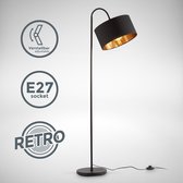 B.K.Licht - Vloerlamp - zwart gouden -  h: 145cm - excl. E27 lichtbron