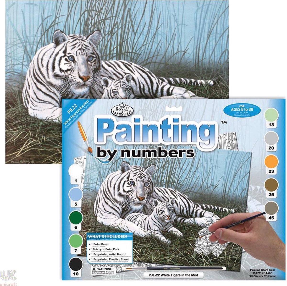 Schilderen op nummer - Paint by numbers - Junior - Witte tijger in de mist