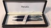 Penatia 2 luxe pennen - 1 balpen en 1 vulpotlood - Blue en Chrome