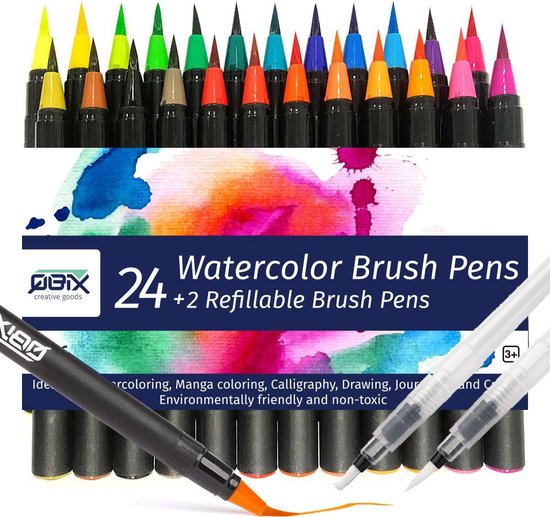 QBIX Brush pennen set Penseelstiften pens - 26 brushpen set | bol.com