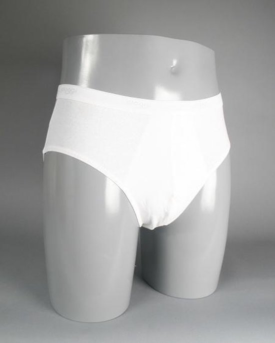 Witte midi slip met een subtiel patroon op de tailleband.