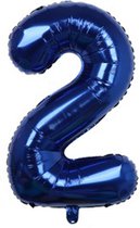 Folieballon / Cijferballon Blauw XL - getal 2 - 82cm