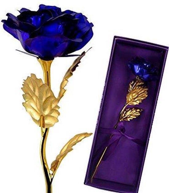 24K Golden Rose ( blauw ) - 24K Gouden Roos - Cadeau - Decoratie - Vaderdag - Bedankt - Moederdag - Mangry