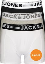 Jack & Jones heren boxers Sense trunks (6-pack) - zwart - wit - grijs - Maat: S