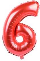 Folieballon / Cijferballon Rood XL - getal 6 - 82cm