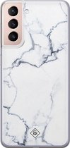 Samsung S21 Plus hoesje siliconen - Marmer grijs | Samsung Galaxy S21 Plus case | grijs | TPU backcover transparant