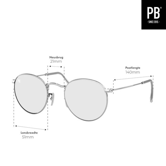 PB Sunglasses - Round Polarised - Zonnebril heren en dames - Gepolariseerde lenzen - Ronde zonnebril - Gouden metalen frame van Merkloos — afbeelding 5