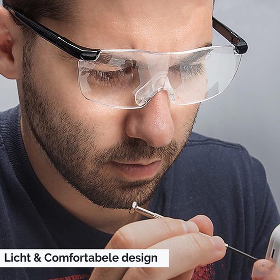 Nieuw vergrootglas bril met LED verlichting - Loepbril - Vergrootbril - Veiligheidsbril op sterkte +2.50 - 170% - JOKENZ