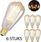 Edison dimbare vintage ST64 druppelvormige spiraal gloeilamp E27 60W Smart Filament Lamp 6 Stuks