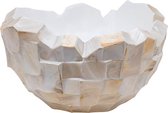 Schelpen vaas wit 40cm breed | Mother of Pearl | Luxe brede schaal schelpenvaas witte créme parelmoer | Grote bloempot plantenbak bonsai bowl vazen