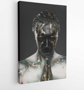 Grey and gold concrete statue of woman - Modern Art Canvas - Vertical - 3695796 - 80*60 Vertical