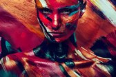 Onlinecanvas - Schilderij - Colorful Paint Girl Art Horizontal Horizontal - Multicolor - 75 X 115 Cm