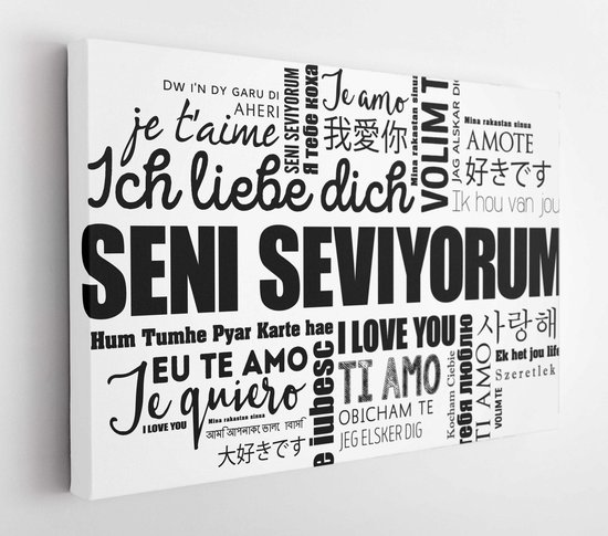 Seni seviyorum (Je t'aime en turc) dans différentes langues du monde - Toile d' Art moderne - Horitonzal - 1363286990 - 115 * 75 Horizontal