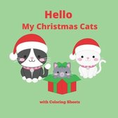 Hello, Merry Christmas Cats with Coloring Sheets