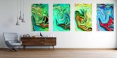 Onlinecanvas - Schilderij - Abstract Marble Texture Colored Bright Liquid Paints.- Art Vertical Vertical - Multicolor - 80 X 60 Cm