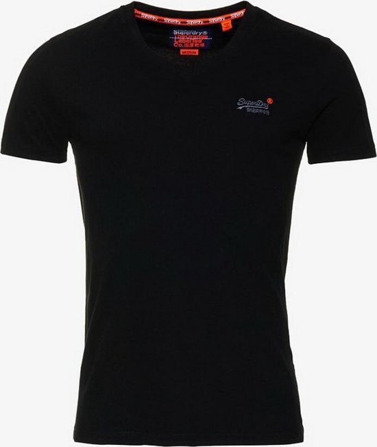 Superdry - Heren T-Shirt - V-Hals - Label - Zwart | bol.com