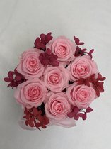 Flowerbox / Zacht roze Long life Rozen met gestabiliseerde bloemetjes /Valentijn bloemen