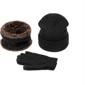 iWinter - muts / sjaal / handschoenen -  drie-delige set - vrouwen / mannen - zwarte kleur
