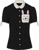 Hell Bunny Miffy Polkadot 40's Blouse Zwart