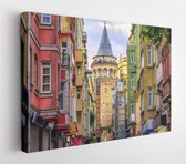 Onlinecanvas - Schilderij - Galata Tower And Istanbuls Old Town Street. Turkey Art Horizontal Horizontal - Multicolor - 75 X 115 Cm