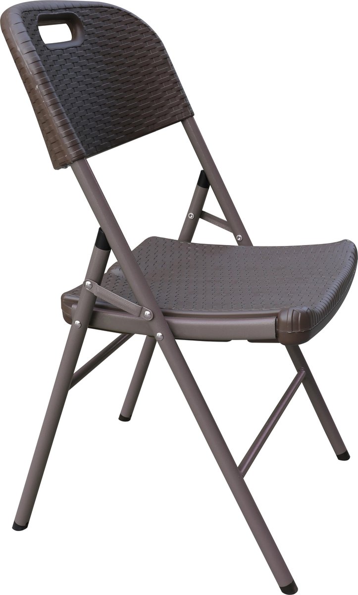 Rijoka Inklapbare Stoelen Met Rattan Design - Klapstoelen - 4 stuks | Bruin