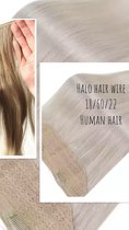 Wire Hire Halo 30cm #18/60/22 Ice blond human hair clip in hair extensions