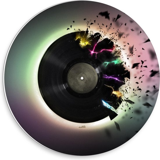Forex Wandcirkel - Uiteenvallende Gekleurde CD - 30x30cm Foto op Wandcirkel (met ophangsysteem)