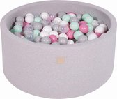 MeowBaby® Ronde Ballenbak set incl 300 ballen 90x40cm - Licht Grijs: Transparant, Grijs, Wit, Licht Roze, Mint