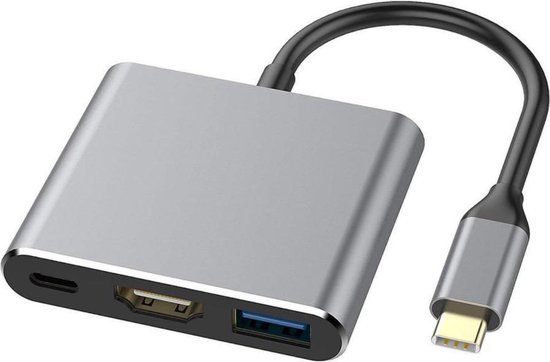 3 in 1 multifuctionele USB Type C Hub naar HDMI Adapter 4K + 1x USB 3.0  Poort + USB C... | bol.com